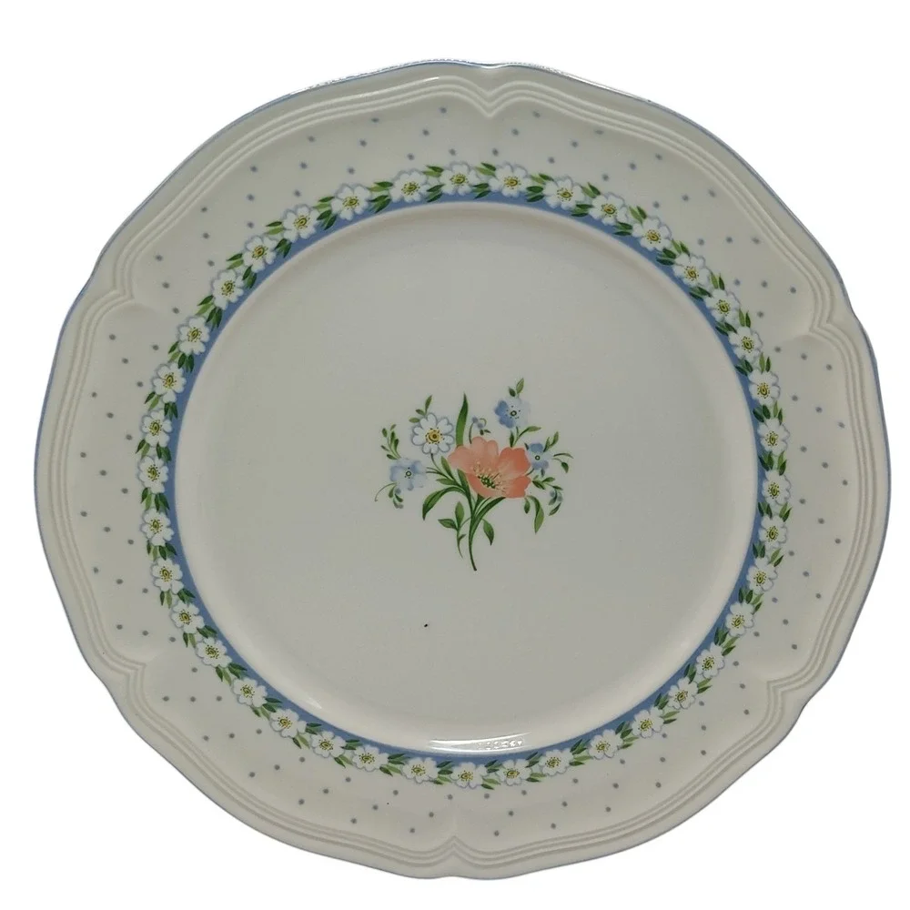 Vintage Villeroy and Boch Salad Plate Romantica Floral Daisy Trim 1980s SEE‎